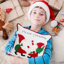 GobekUsa Christmas Patchwork Embroidered Snowflake Pillow Covers 45x45 Red White Home Decor