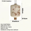 GobekUsa Bamboo Leaf Pattern Lantern Pendent Lamp - Hand-painted Japanese Style Room Decor