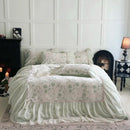 GobekUsa Lace Ruffles Velvet Princess Bedding Set: Duvet, Sheet, Pillowcases