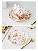 GobekUsa Bone China Tea Cup Set with Saucer Spoon - Elegant Black Tea Party Coffeeware