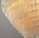 GobekUsa Clear Smoke Glass Oval LED Chandelier - Modern Retro Black Metal-B