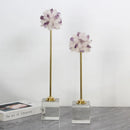 GobekUsa Crystal Flower Glass Craft Hyalinite Sculpture Metal Decorative Figurine