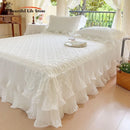 GobekUsa Lace Ruffles Quilted Cooling Bed Skirt Set