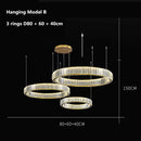 GobekUsa Gold Crystal Round Ring Chandeliers with LED Pendant Light for Ceiling Lighting