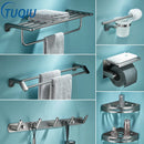 GobekUsa Grey Bathroom Accessories Set: Paper Holder, Corner Shelf, Towel Rack, Toilet Brush Holder, Towel Holder