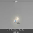 GobekUsa Kids Star Cloud Moon Pendant Lamp with Remote Control Dimming