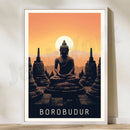 GobekUsa Bali Surfing Poster - Uluwatu, Canggu, Pererenan Estuary, Borobudur, Komodo, Rice Field Illustration