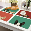 GobekUsa Dog Cat Pattern Cotton Linen Dining Table Mats 32*42cm