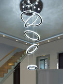 GobekUsa Crystal Rings Chandelier: Modern Luxury Staircase Lighting Fixture