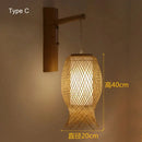 GobekUsa Bamboo Wall Lights: Retro Hand-woven Luminaire for Bedroom, Corridor, Hotel, Restaurant Decor