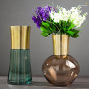 GobekUsa Gold Metal Glass Vase: Round Transparent Terrarium for Home Decor & Flower Arrangement