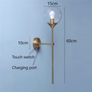 GobekUsa Golden Glass Ball LED Wall Light with Touch Switch