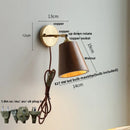 GobekUsa LED Walnut Wood Wall Sconce Pull Chain Switch Modern Japanese Style Mirror Light
