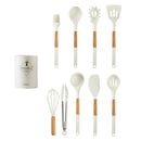 GobekUsa 10/13 PCS Silicone Kitchen Cookware Set - High Temperature Resistant Non-Stick with Wooden Handle