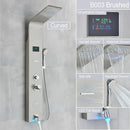 GobekUsa LED Light Shower Faucet System: Rainfall, Massage Jets, Waterfall Panel with Temperature Control