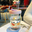 GobekUsa Kawaii Glasses with Lid and Straw Bubble Tea Cup - 550ml Cute Drinkware