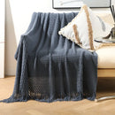 GobekUsa Geometric Knit Sofa Blanket with Tassel - Dust-Proof Bedspread and Leisure Throw