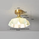 GobekUsa Wood Copper LED Ceiling Light Amber Glass Plafond Lamp