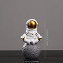 GobekUsa Astronaut Figurines: Modern Spaceman with Moon Sculpture, Perfect Gift for Man & Boyfriend