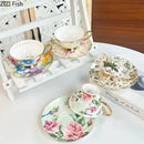 GobekUsa Brilliant Flowers Pattern Ceramic Coffee Mug Set