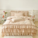GobekUsa Lace Ruffle Princess Bedding Set with Bed Skirt & Pillowcases