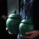 GobekUsa Green Ceramic Tea Caddy Jar: Airtight Porcelain Storage Container, Kitchen Decoration Bottle