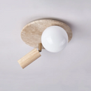 GobekUsa LED Rotatable Ceiling Lamp White Glass Yellow Travertine Wood Nordic Modern