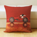 GobekUsa Cartoon Dog Car Drive Pillow Cover 45x45cm Linen Sofa Home Decor