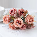 GobekUsa 8-Head 30cm Pink Peony Silk Bouquet Wedding Home Decoration Flower Wall