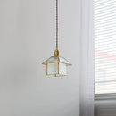 GobekUsa Cube Glass LED Pendant Light: Modern Copper Hanging Lamp for Bedroom, Restaurant, Hallway