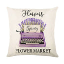 GobekUsa Lavender Flower Linen Pillowcase for Sofa Car, Living Room Decor, Throw Pillow Case