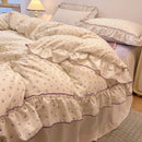 GobekUsa Lace Bedding Set: Printed Design, Single Queen Size, Cozy Quilt Cover, Fitted Sheet, 2 Pillowcases