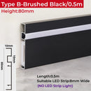 GobekUsa LED Skirting Aluminum Profiles: Brushed Gold/Black, Conner Baseboard, Diffuser, Stair, Floor, Wall Decor