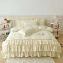 GobekUsa Lace Ruffle Princess Bedding Set with Bed Skirt & Pillowcases