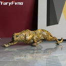 GobekUsa Leopard Resin Statue: Modern Africa Wildlife Panther Sculpture for Home & Office