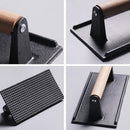 GobekUsa Cast Iron Steak Press Plate with Wooden Handle - Rectangular Meat Press Tool