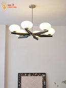 GobekUsa Cream Wood LED Chandelier, Modern Design for Living Room & Bedroom