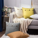 GobekUsa Linen Button Sofa Cushion Cover Set for Living Room and Bed