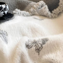 GobekUsa Butterfly Jacquard Imitation Mink Fur Warm Blanket