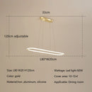 GobekUsa Gold Oval LED Chandelier Dimmable Dining Room Pendant Light Fixture