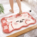 GobekUsa Cartoon Puppy Flocked Bathroom Rug Thicken Super Absorbent Water Bath Rugs