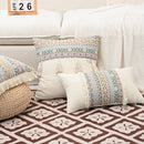 GobekUsa Handmade Tassel Cushion Cover Retro Jacquard Patchwork Fringed Pillow Cover
