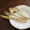 GobekUsa Golden Stainless Steel Flatware Set, 4Pcs Fork Knife Spoon Cutlery Kit.