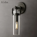 GobekUsa Industrial Glass Wall Lamp Retro Sconce for Bedroom Study Loft Dining Room