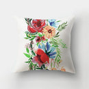 GobekUsa Deer Animal Short Plush Pillowcase with Natural Leaves and Flowers