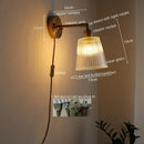 GobekUsa Glass Sconce LED Wall Lamp, Copper Nordic Bedroom Light Fixtures