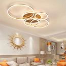 GobekUsa LED Rings Ceiling Chandelier: Dimmable Living Room Lighting, Modern Parlor Foyer Decor