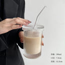 GobekUsa Glass Straw Cup Set | Japanese Style Coffee Tea Milk Cup with Lid