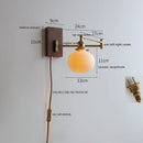 GobekUsa Copper Arm LED Wall Sconce Switch Light, Adjustable Lampshade, Pull Chain, Beside Lamp