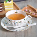 GobekUsa Elegant Gold Flower Cup & Saucer Set - Delicate Porcelain Tea Coffee Mug